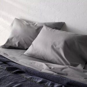 Casaluna Premium Cotton Percale Dark Gray 2 Pillowcase Set King Size 20" x 40"